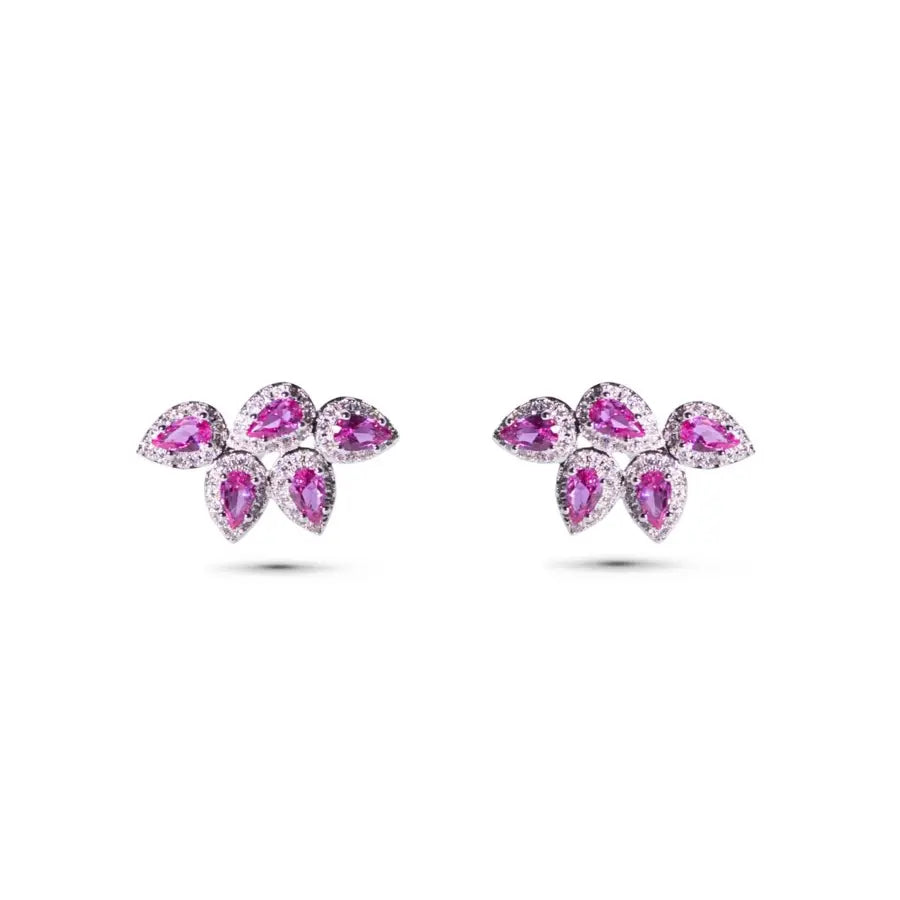 Brinco EarCuff Gotas Safira Rosa