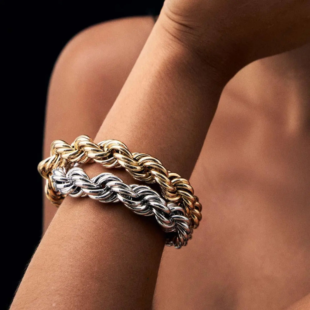 Pulseira Cordão Baiano Liso 14mm Dourada