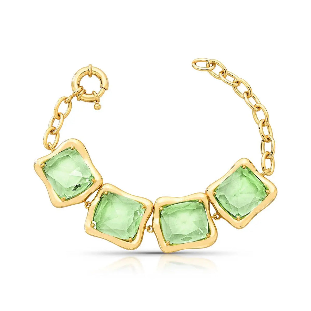 PULSEIRA CRISTAIS RETANGULARES VERDE