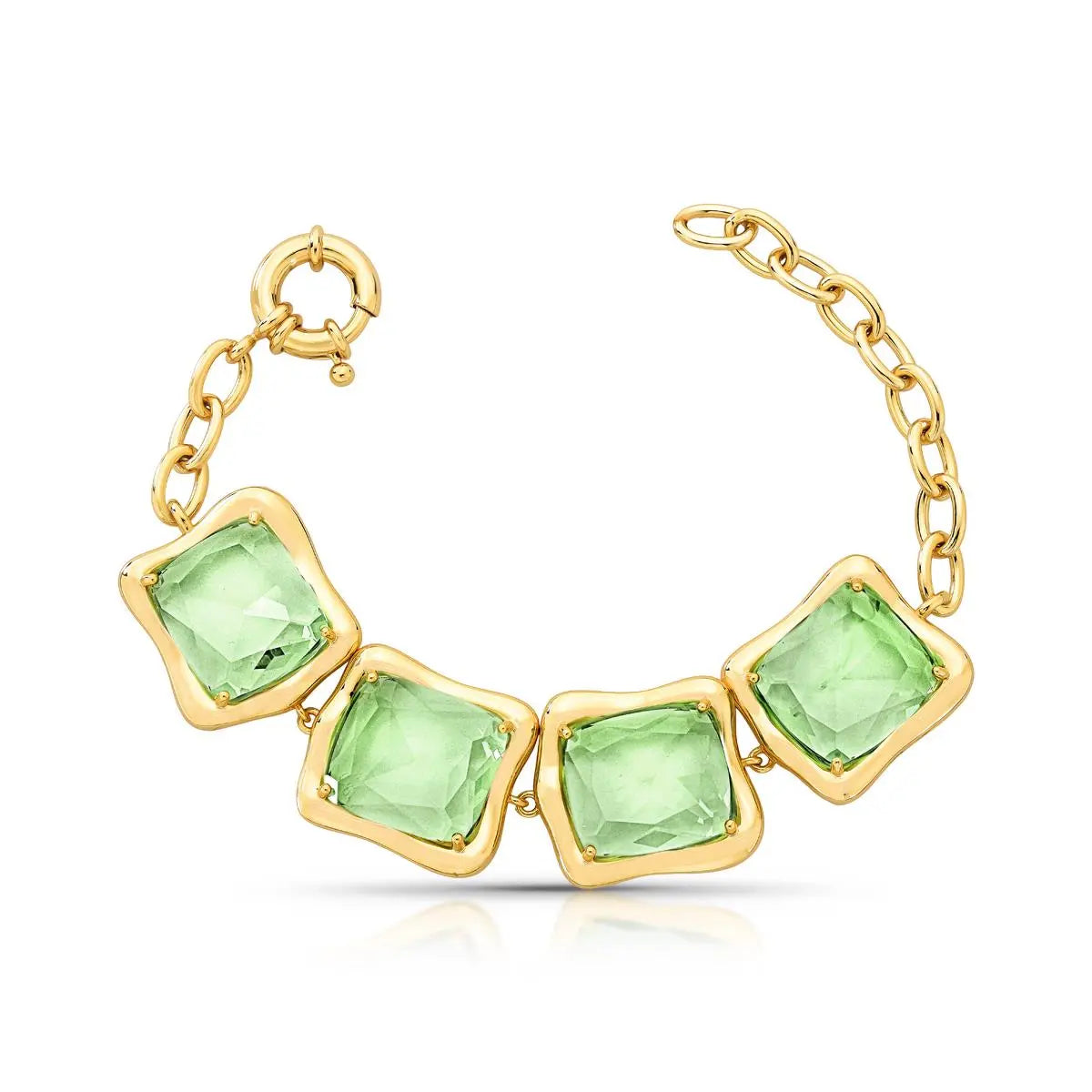 PULSEIRA CRISTAIS RETANGULARES VERDE
