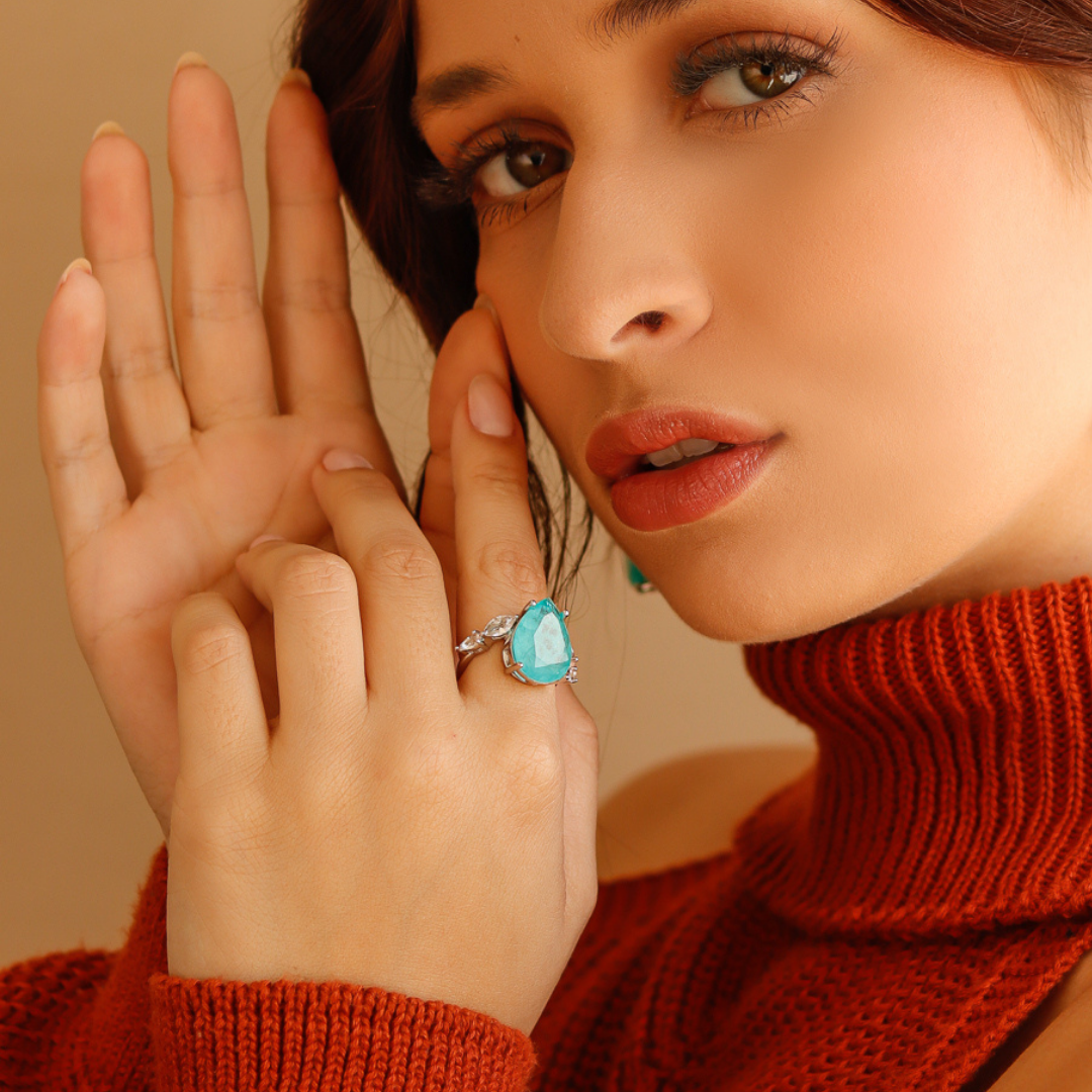 Anel Maxi Gota com Detalhes Turmalina
