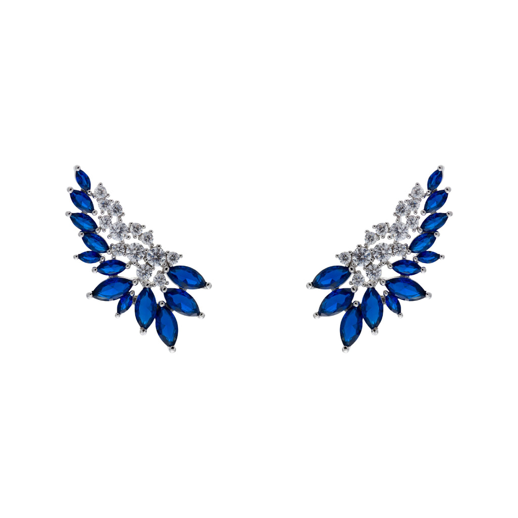 Brinco EarCuff Navetes Azul Safira