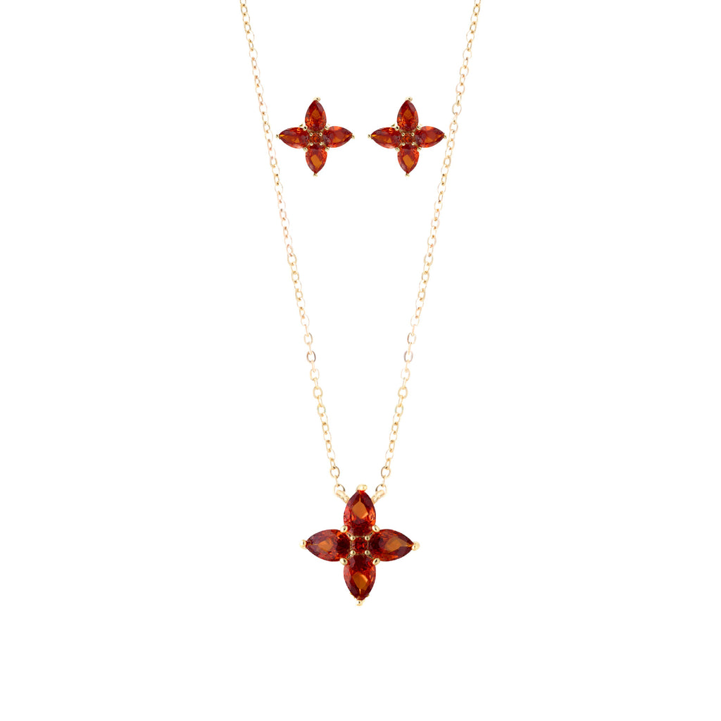 Conjunto Brinco e Colar Tangerina/Aperol