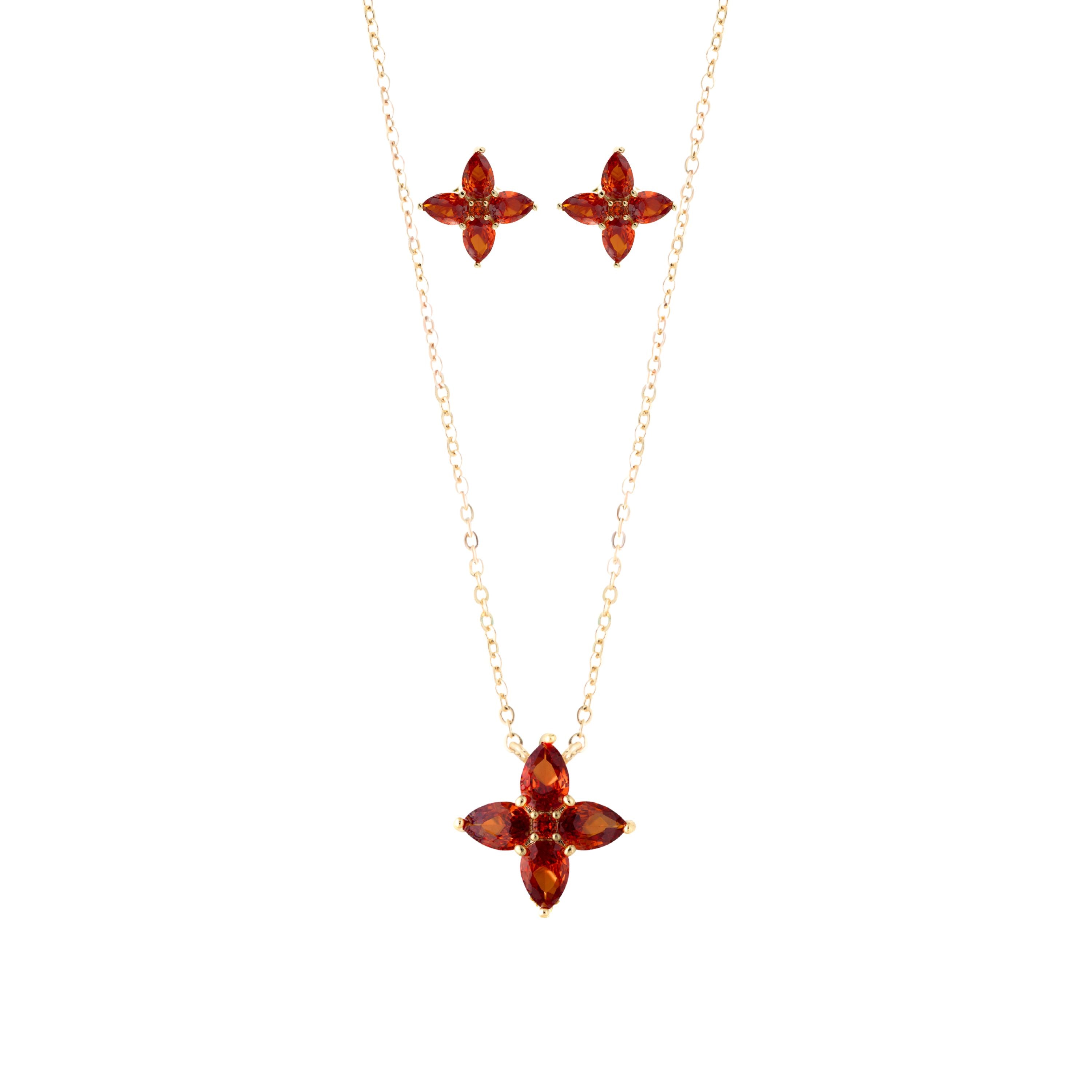 Conjunto Brinco e Colar Tangerina/Aperol