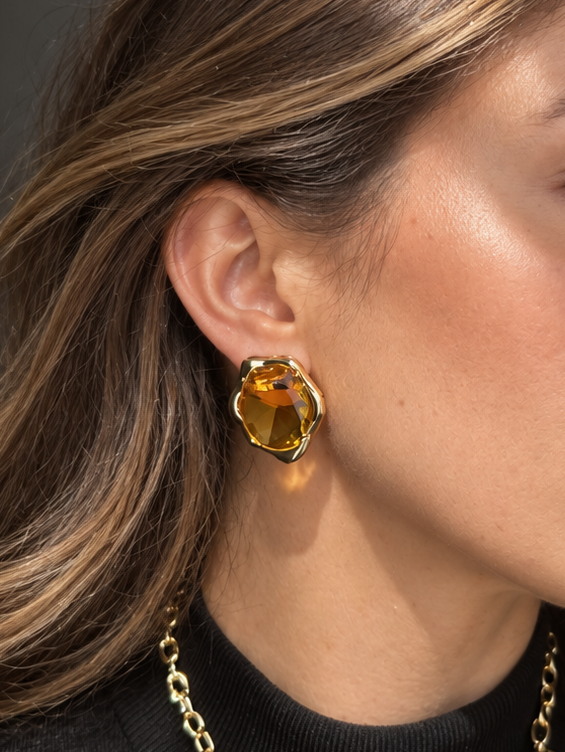 BRINCO CRISTAL OVAL AMARELO