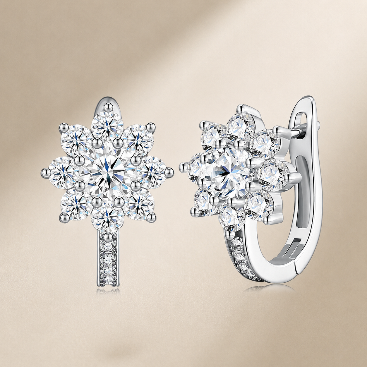 Brinco Argola Flower Moissanite