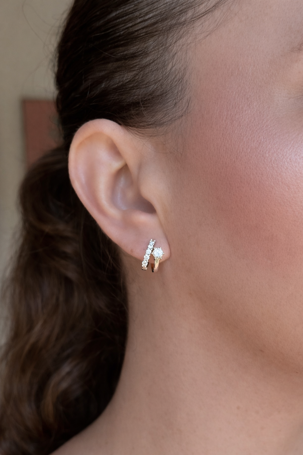 Brinco Argola Dupla Moissanite 0,5ct 4mm