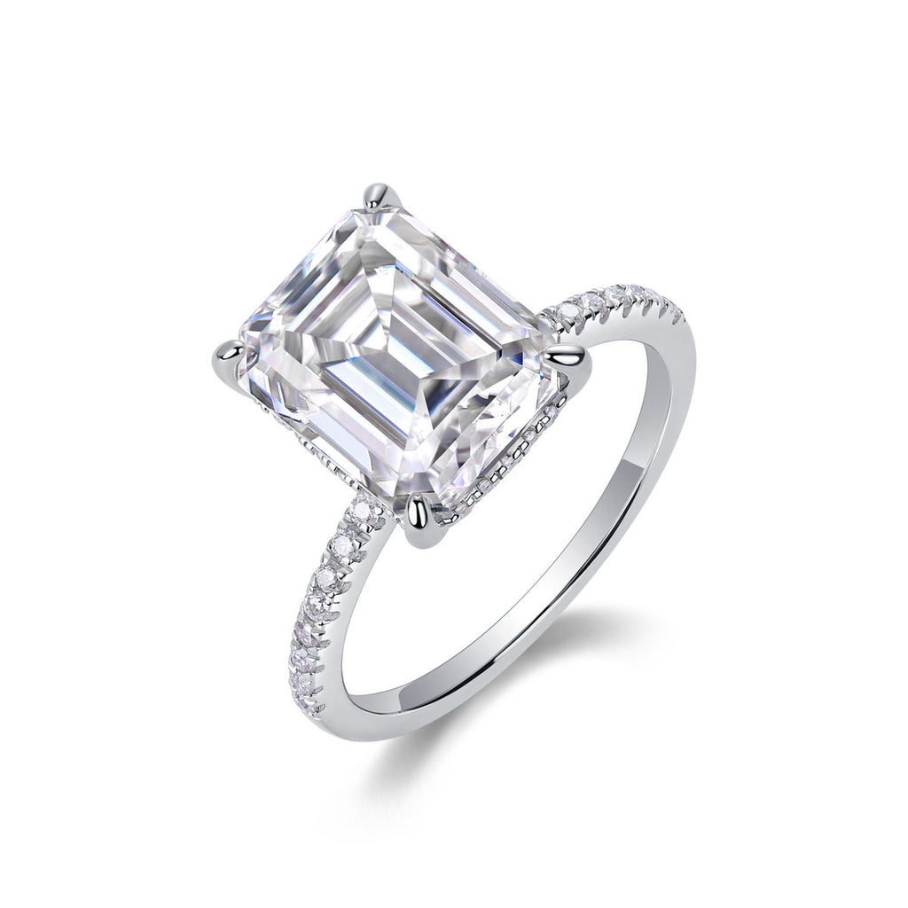 Anel Solitário Emerald Cut 9x11 5,0ct Moissanite