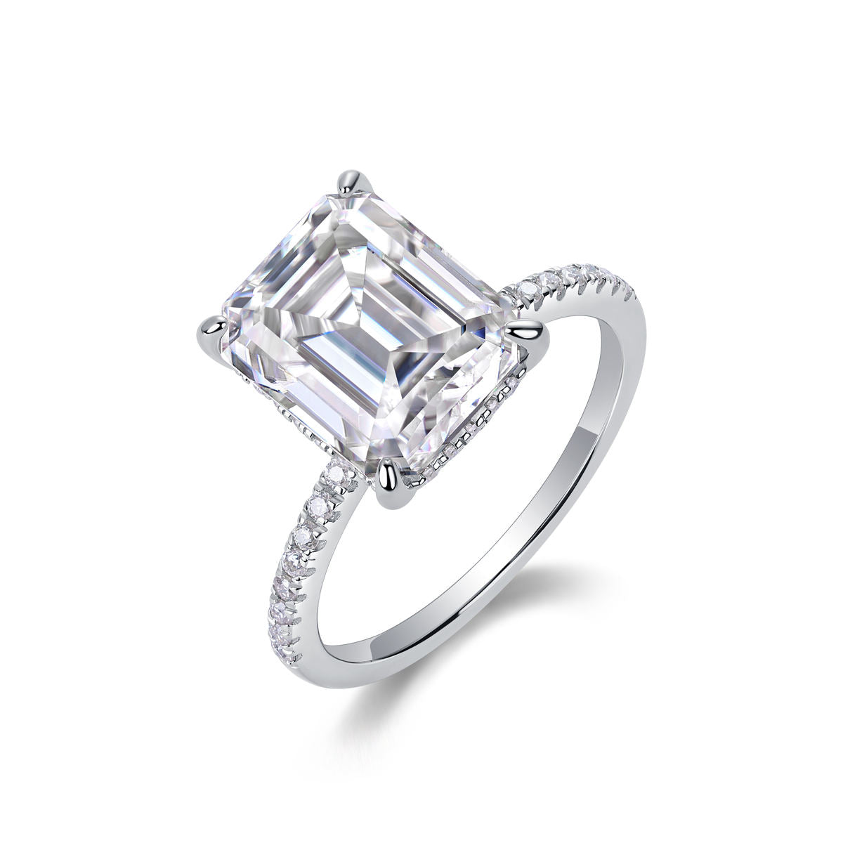Anel Solitário Emerald Cut 9x11 5,0ct Moissanite