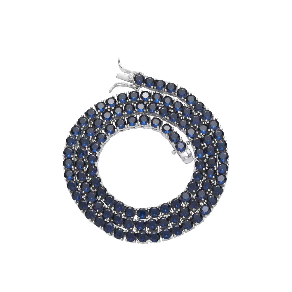 Colar Riviera 4mm Azul Safira