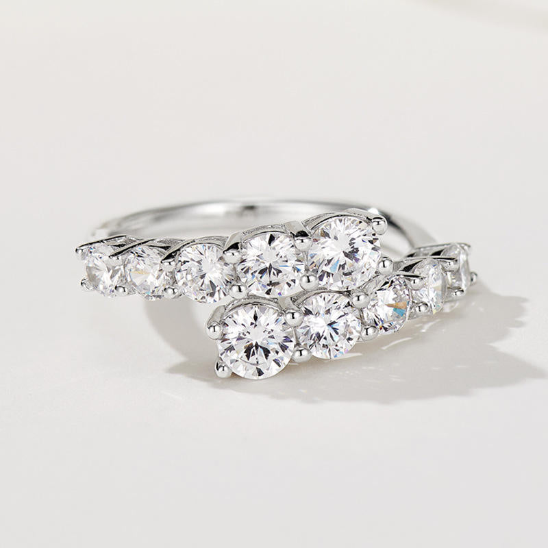 Anel Double Diamond Moissanite Ajustável