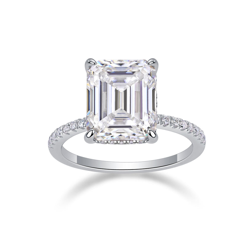 Anel Solitário Emerald Cut 9x11 5,0ct Moissanite