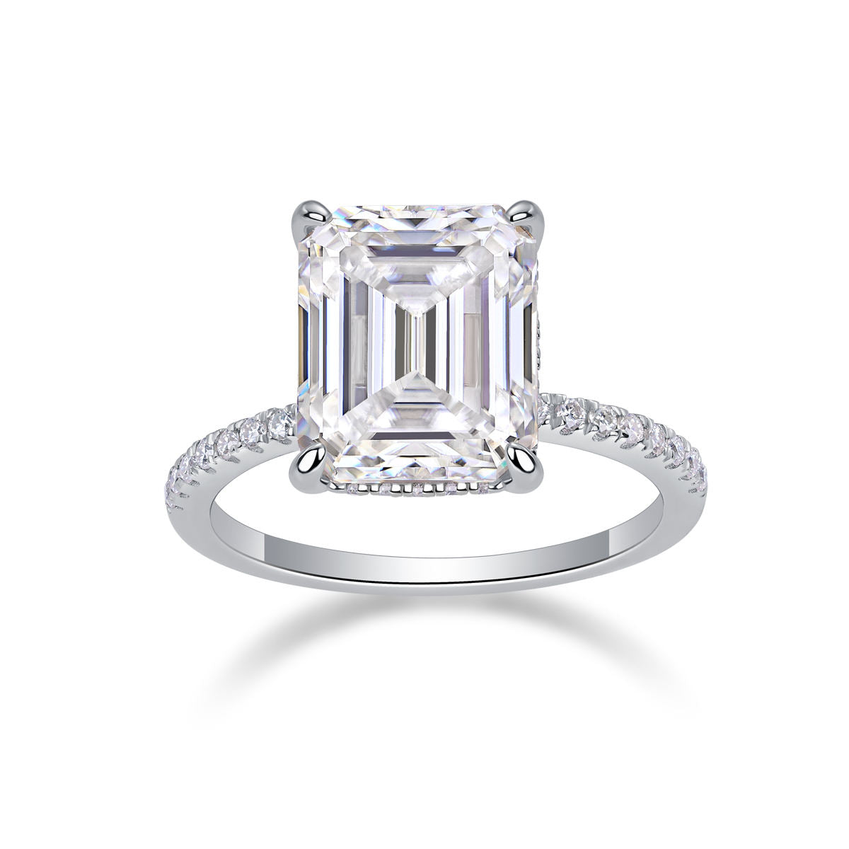 Anel Solitário Emerald Cut 9x11 5,0ct Moissanite