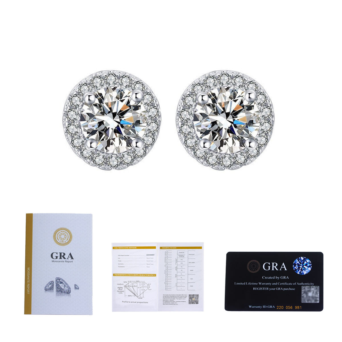 Brinco Solitário 6mm 0,8ct Moissanite