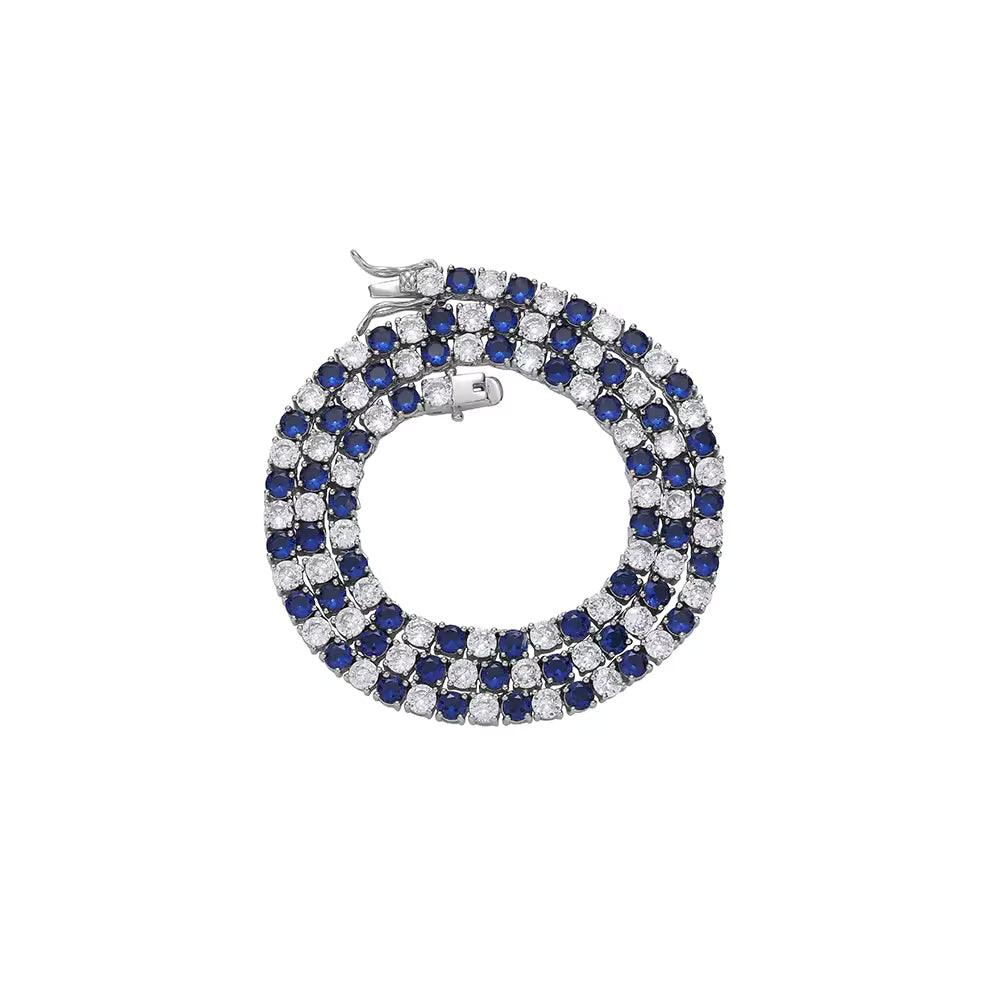 Colar Riviera 4mm Azul Safira Mesclada