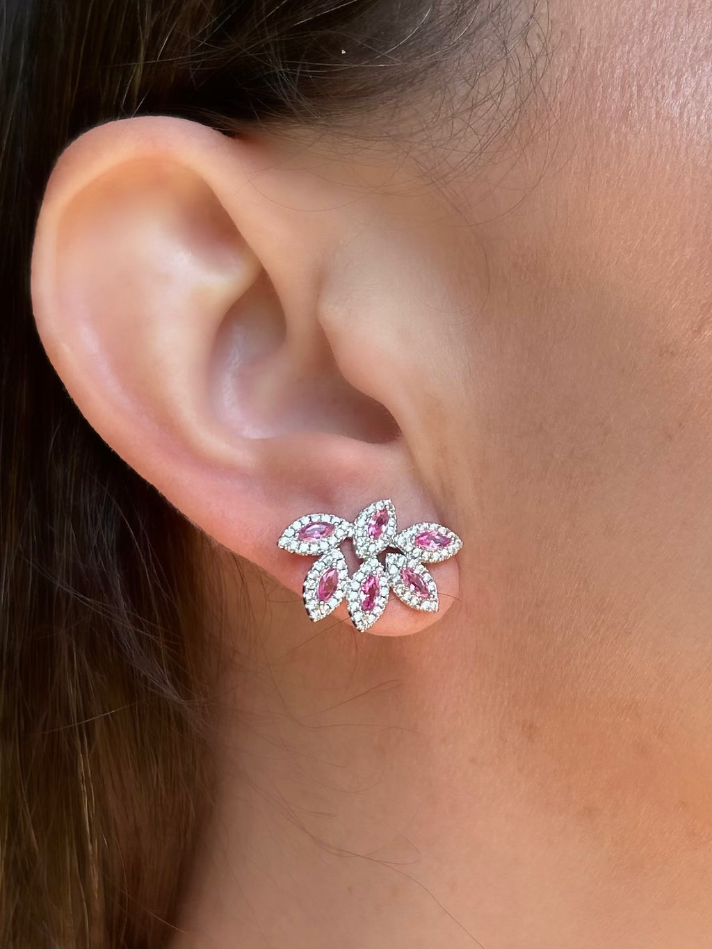 Brinco Navetes Safira Rosa/Pink