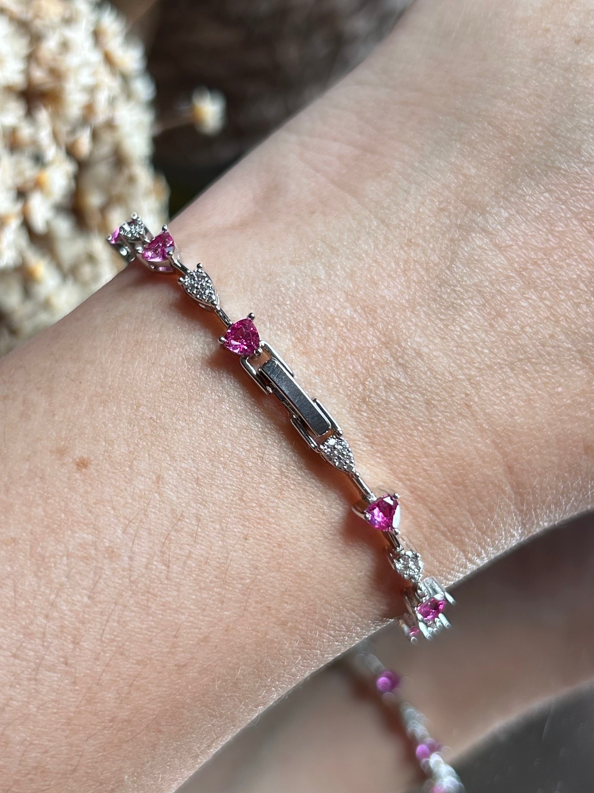 Pulseira Riviera Mesclada Pedras Triangulares