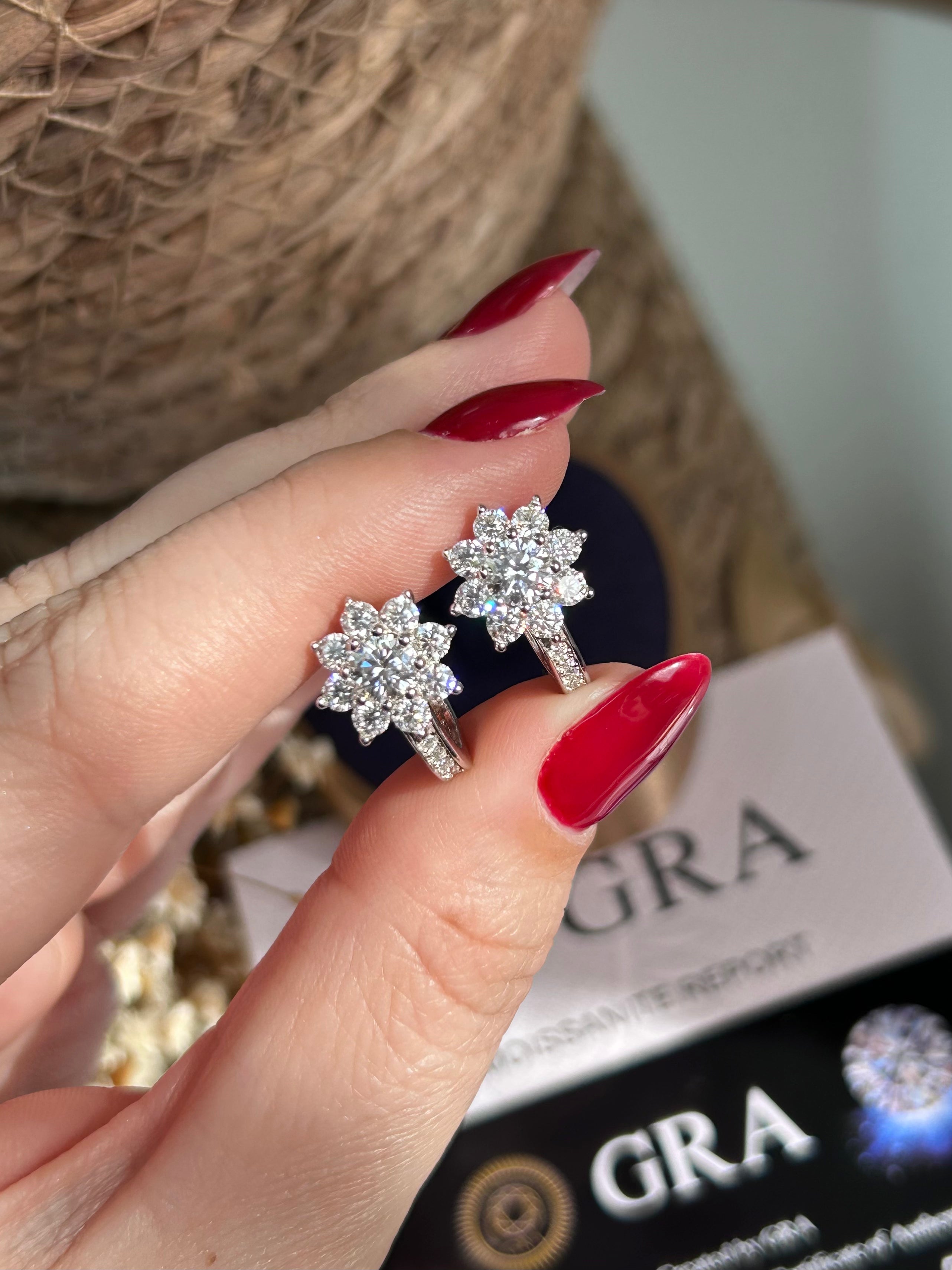 Brinco Argola Flower Moissanite