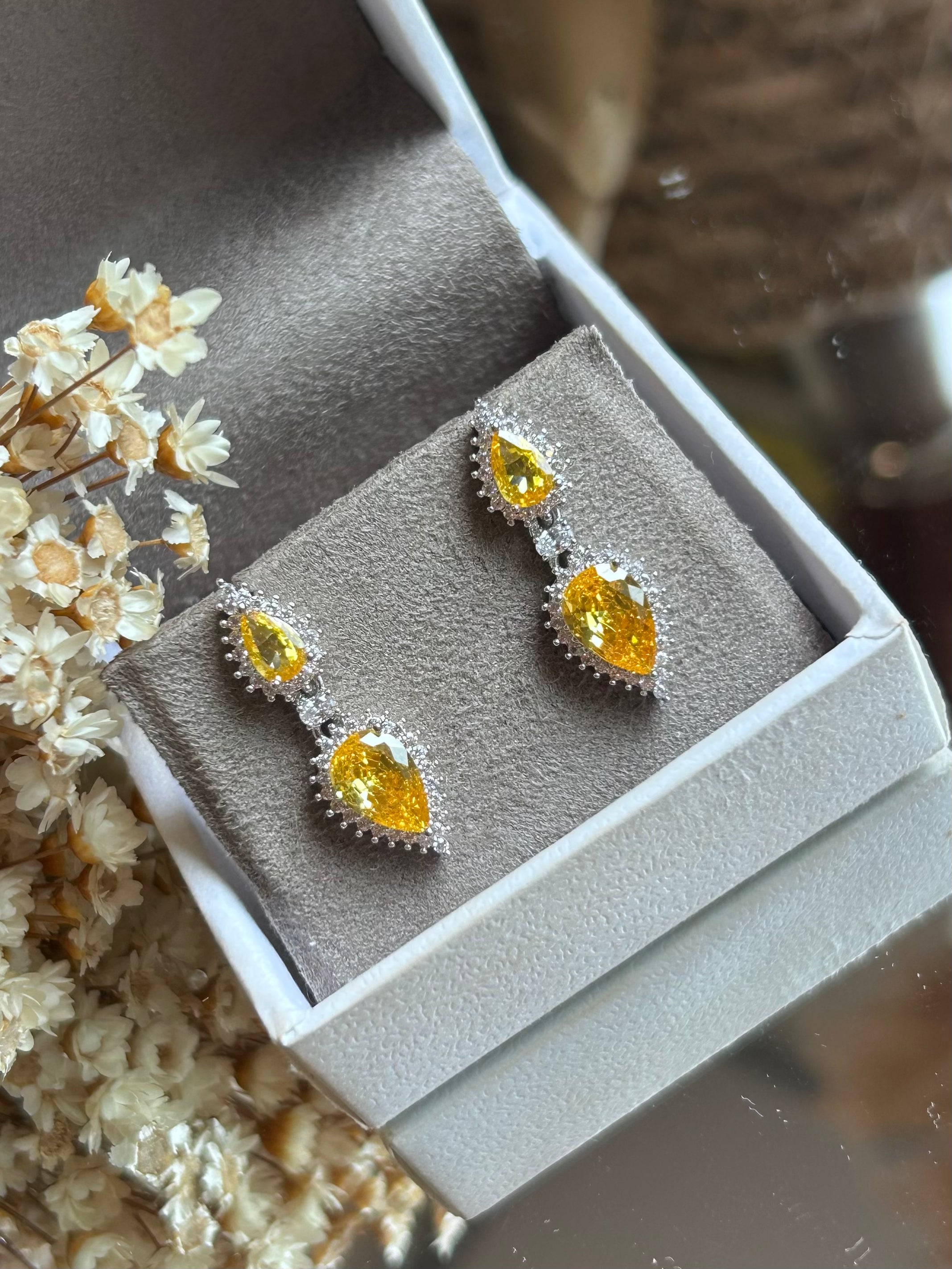 Brinco Duas Gotas Fancy Yellow