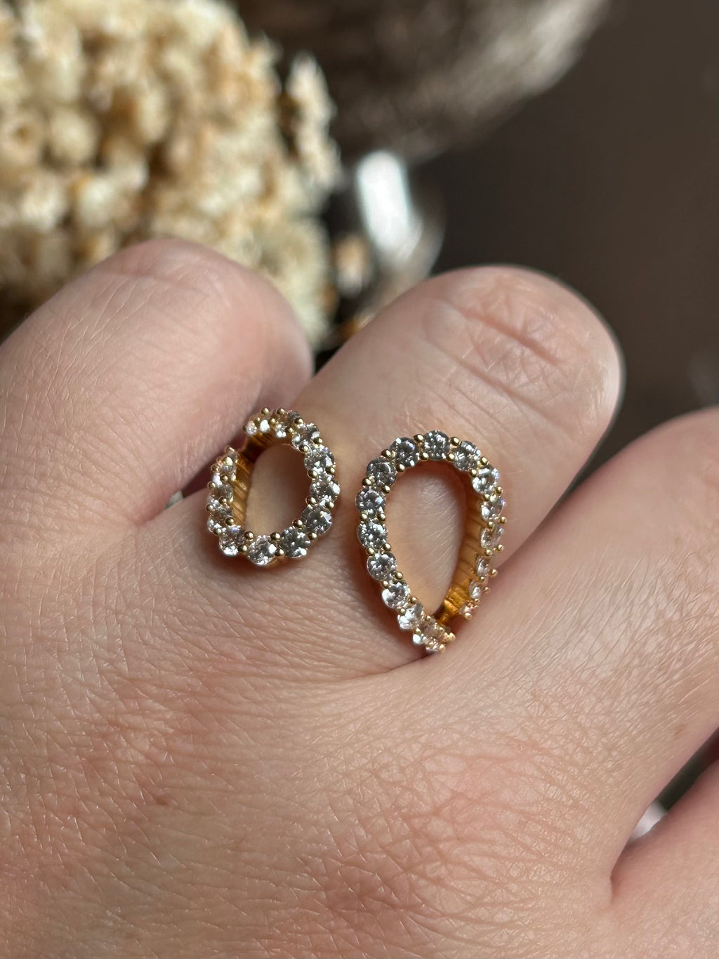 Anel Duas Gotas Vasadas Dourado