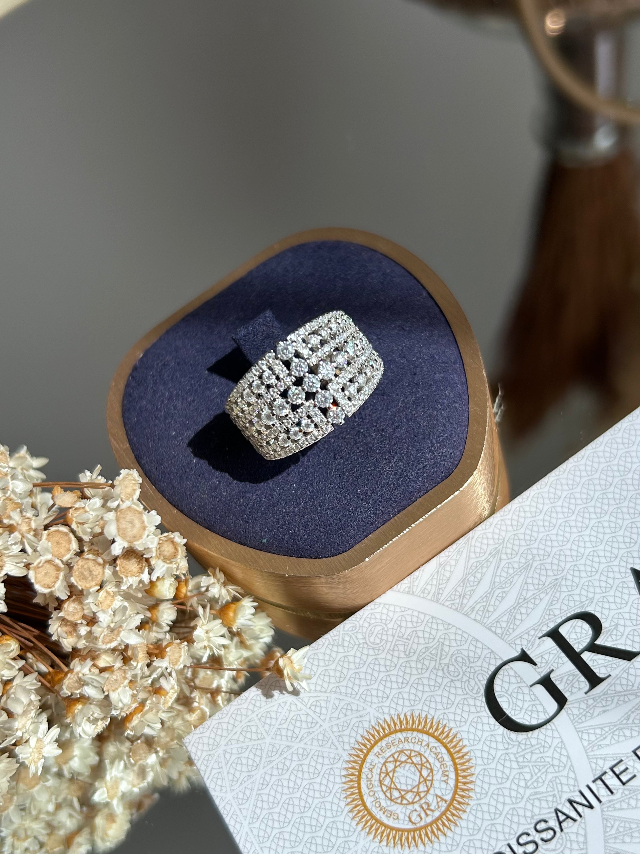 Anel 7 Linhas Moissanite 1.38ct