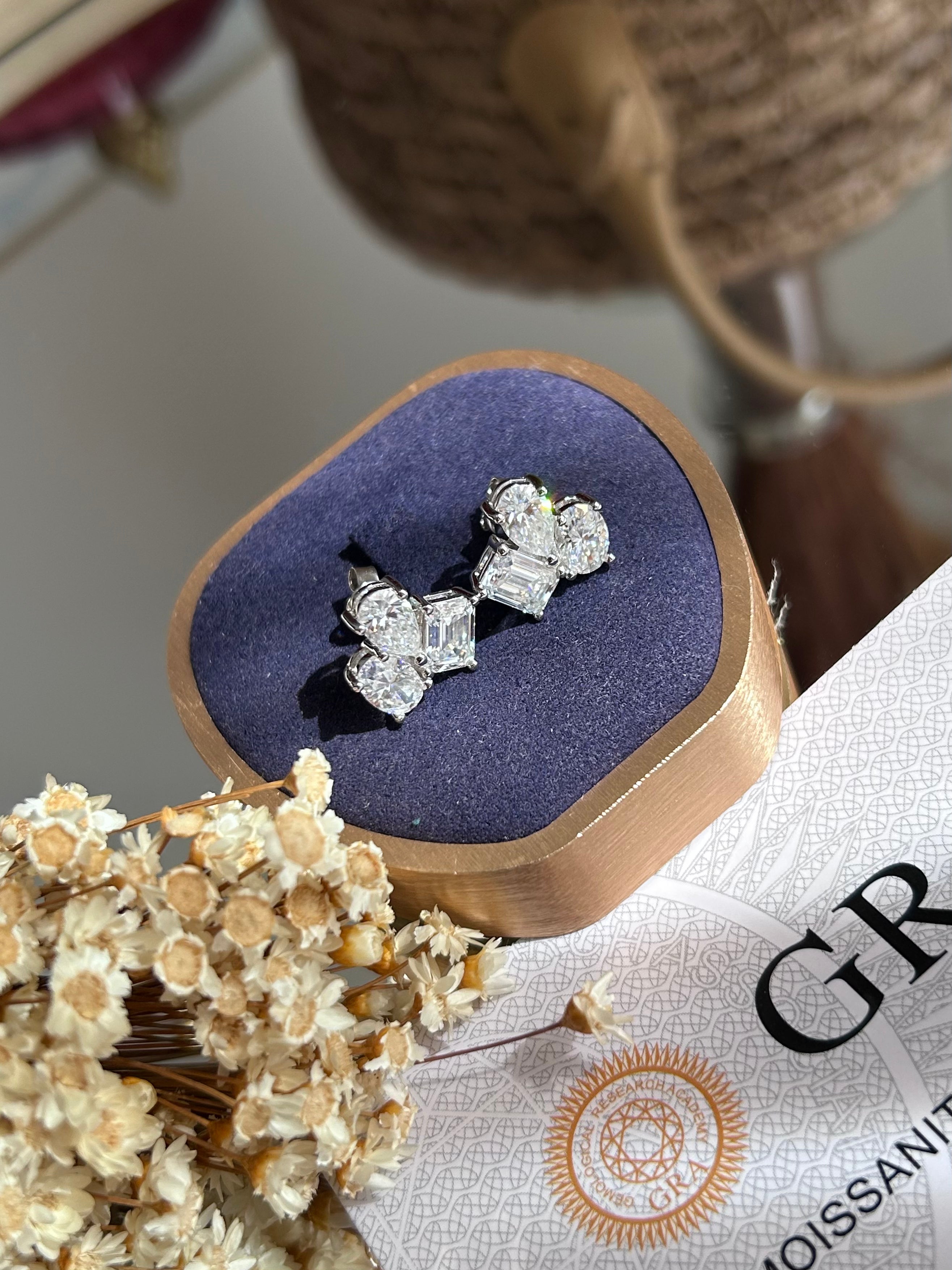 Brinco 3 Pedras Moissanite 1,0CT