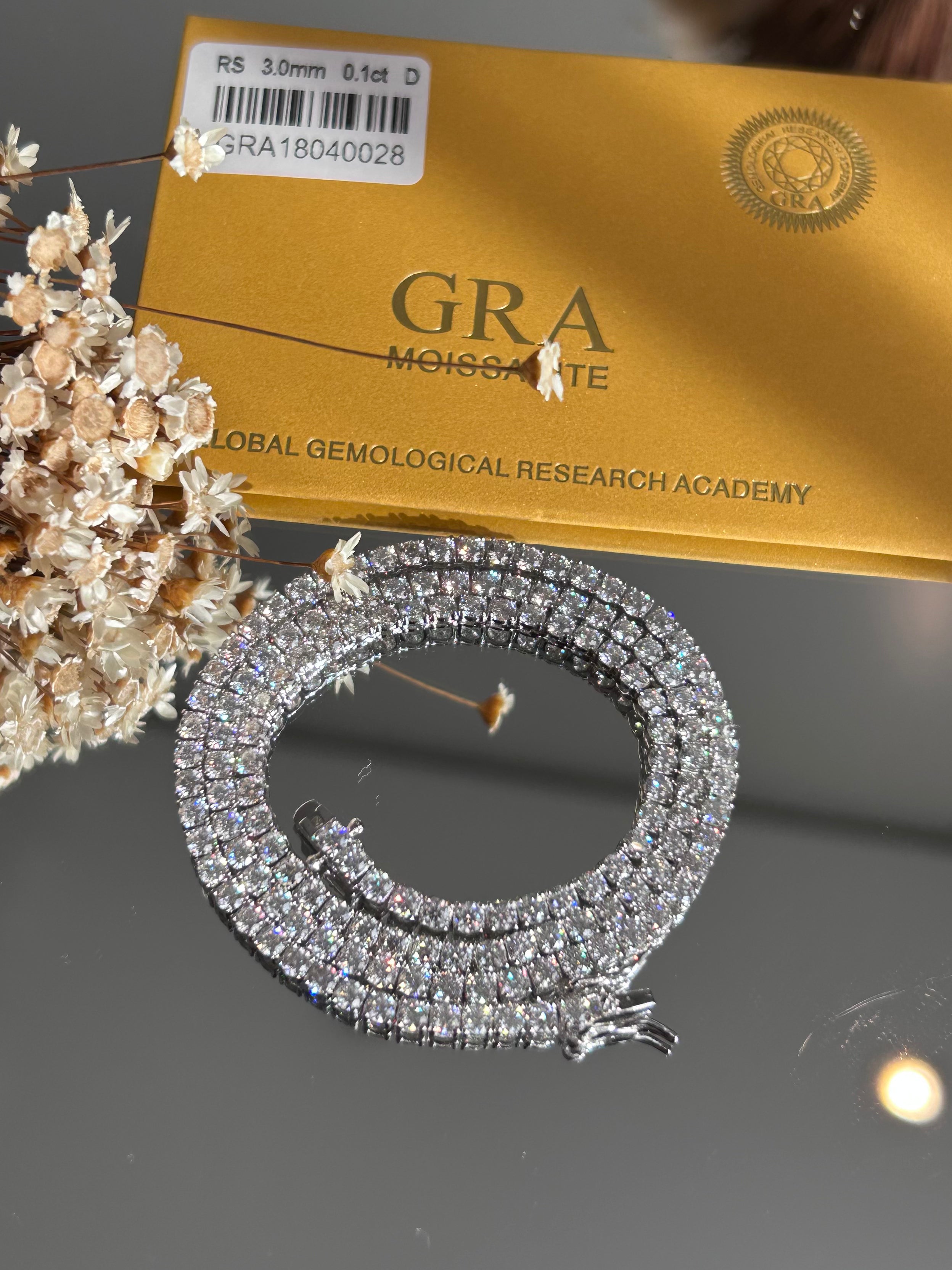 Colar Riviera Moissanite 3.0 mm 0,1CT 43cm (10 pontos)