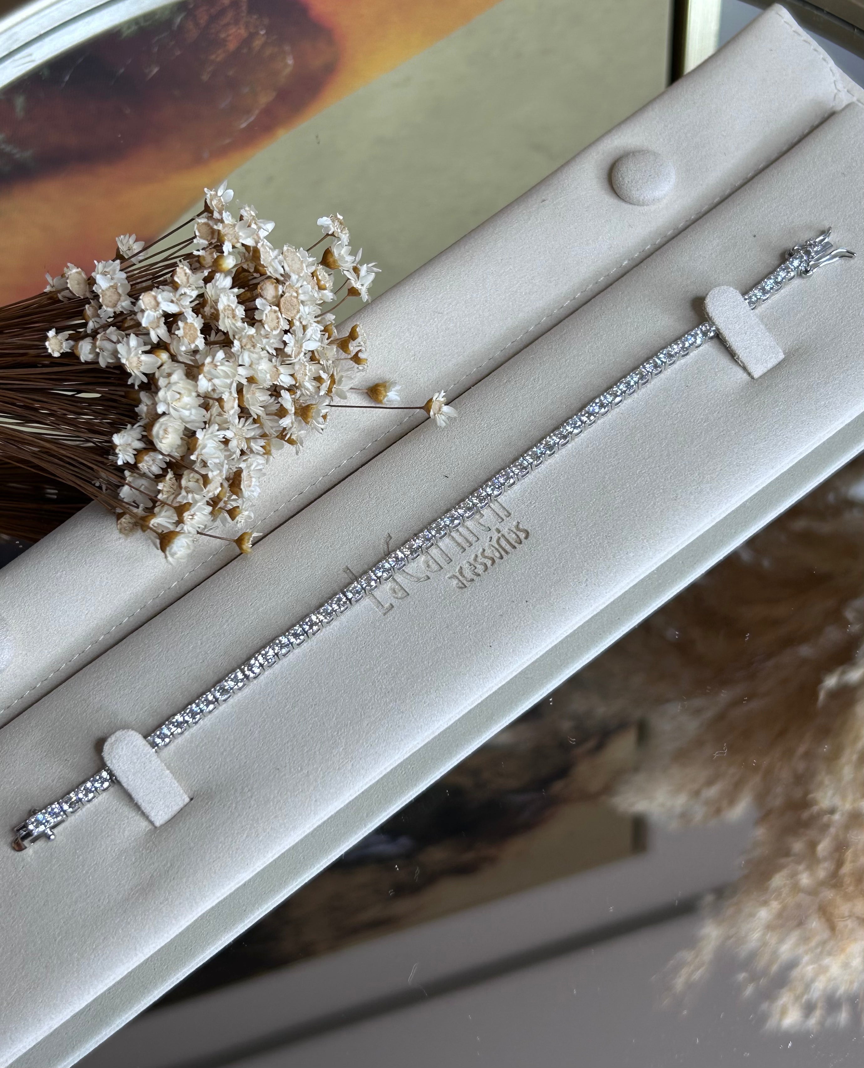 Pulseira Riviera Moissanite 3.0 mm 0,1CT 17,5cm (10 pontos)