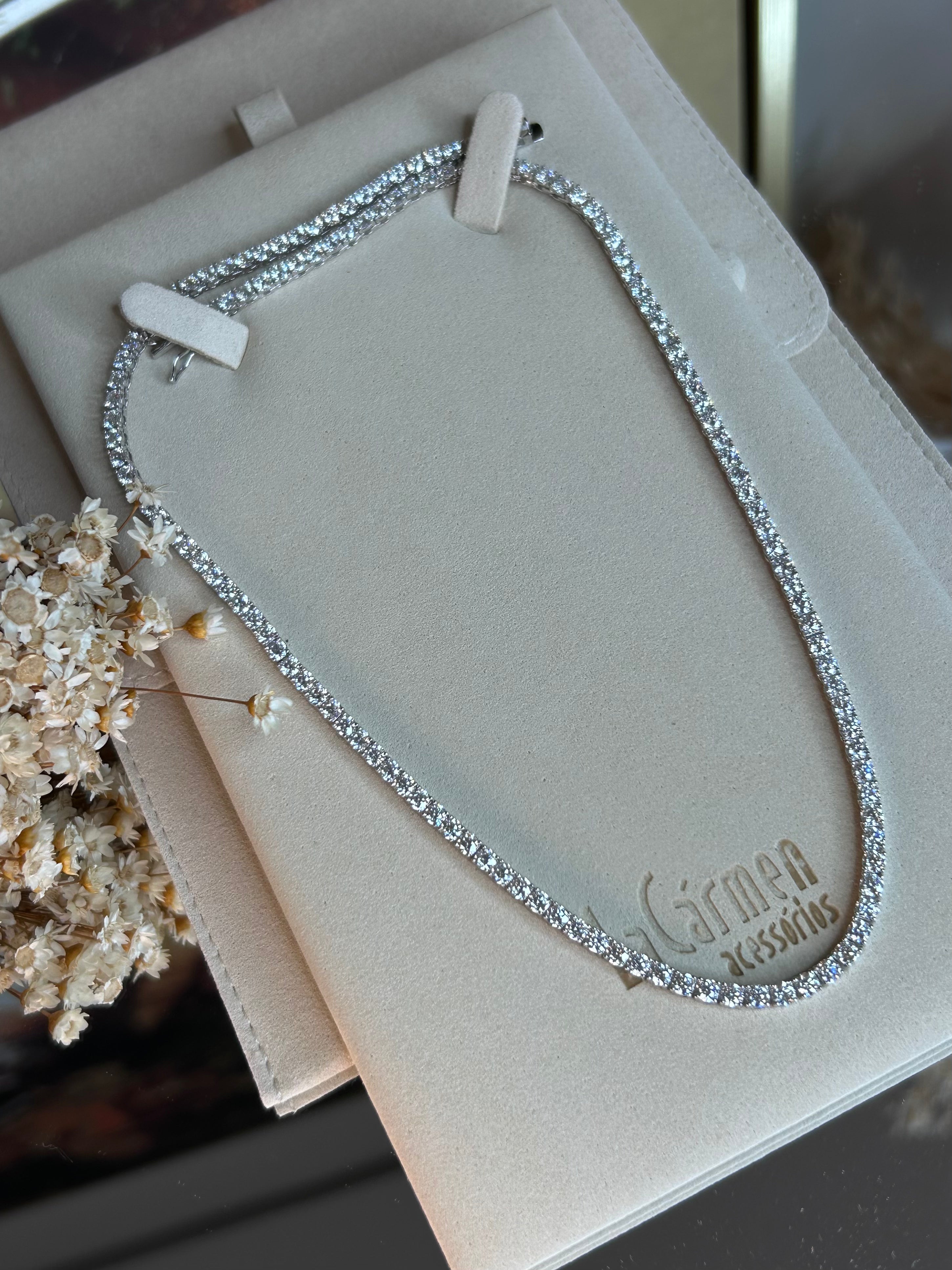 Colar Riviera Moissanite 3.0 mm 0,1CT 43cm (10 pontos)