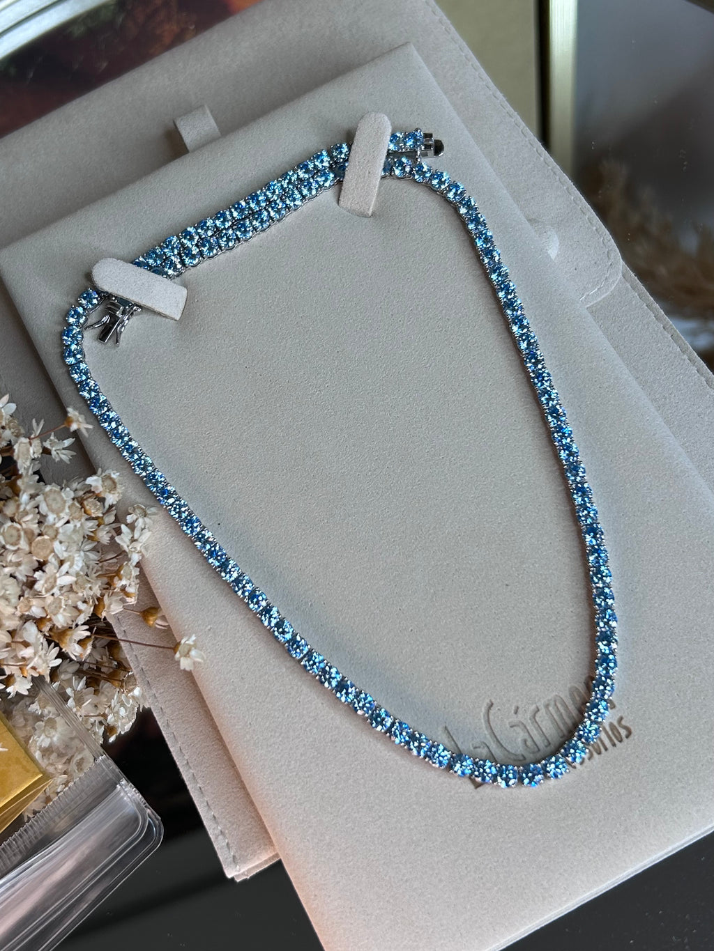 Colar Riviera Moissanite 4.0 mm 0,3CT Sea Blue 43cm (30 pontos)