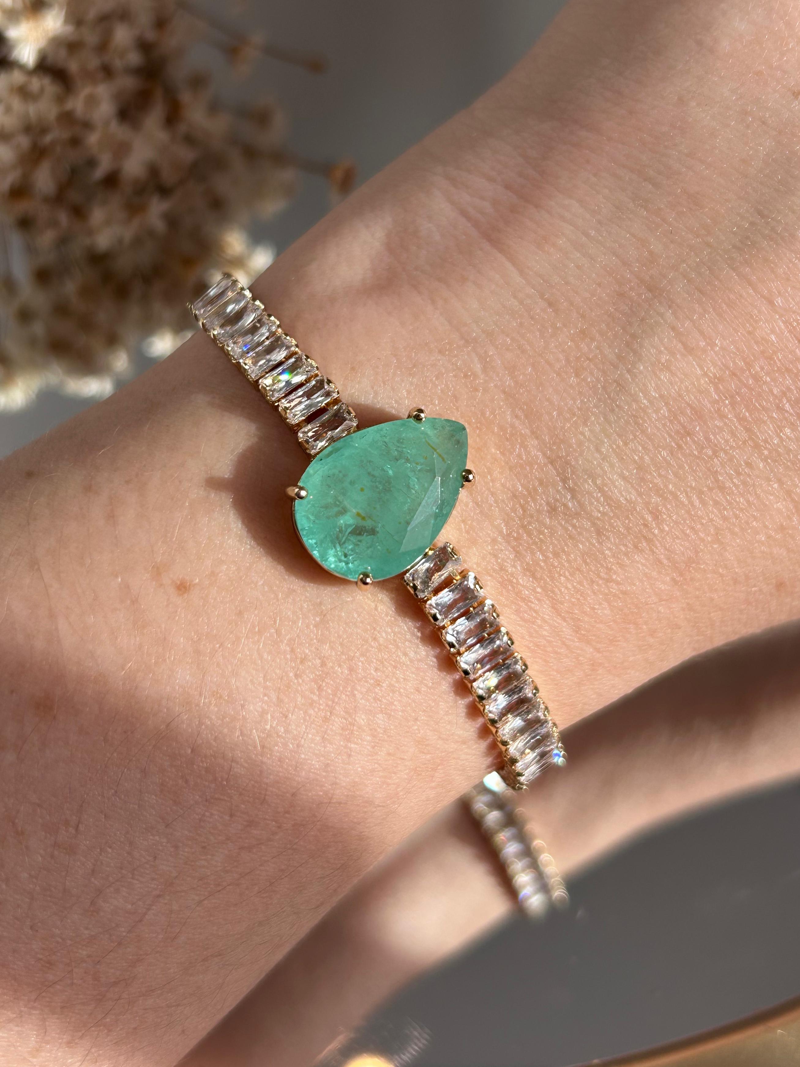 Pulseira Riviera Baguetes Gota Turmalina