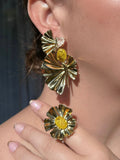 Conjunto Brinco e Anel Butterfly Yellow