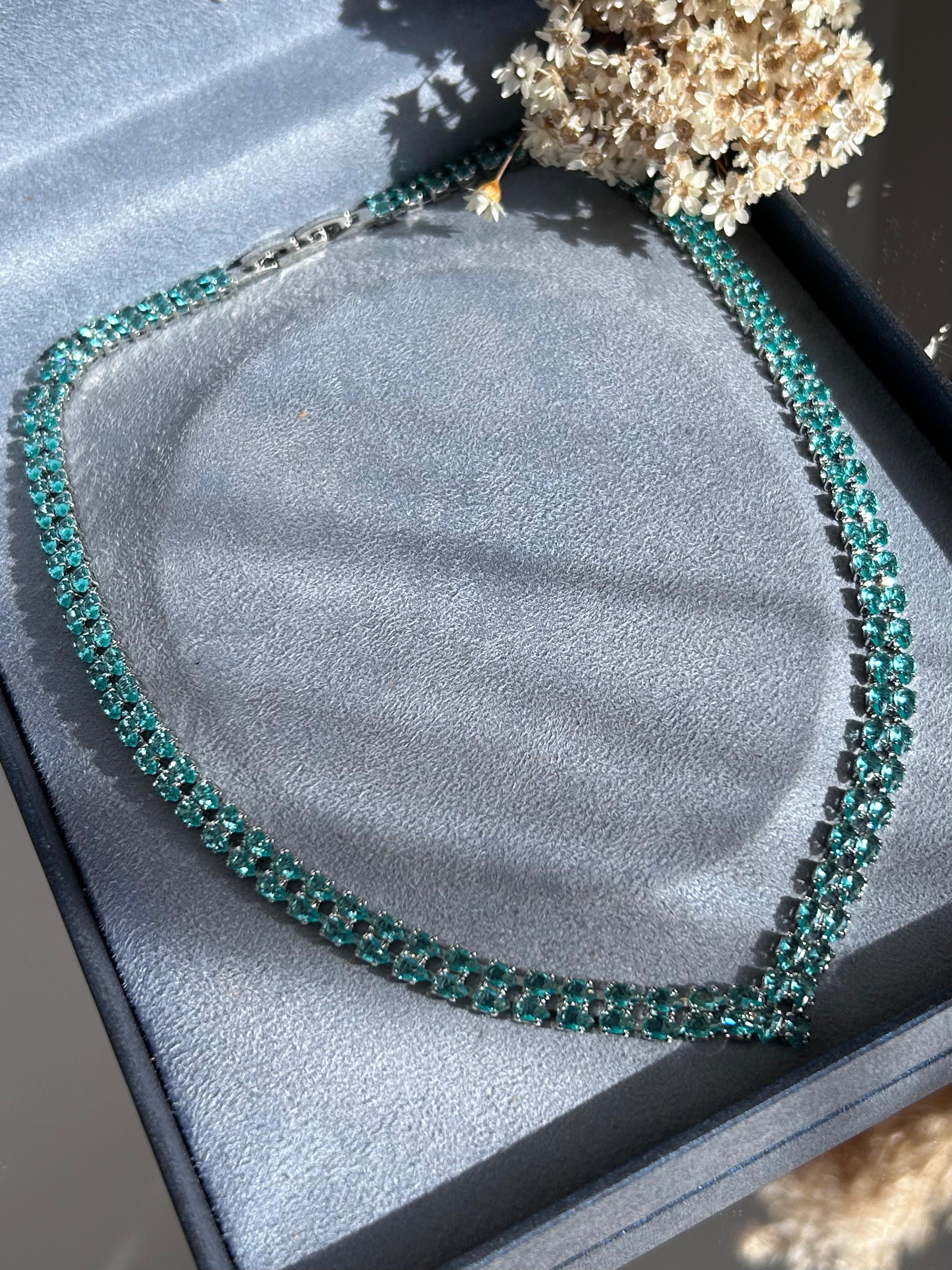 Colar Riviera Dupla Turmalina Prateada