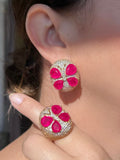Conjunto Anel e Brinco Libélula Pink