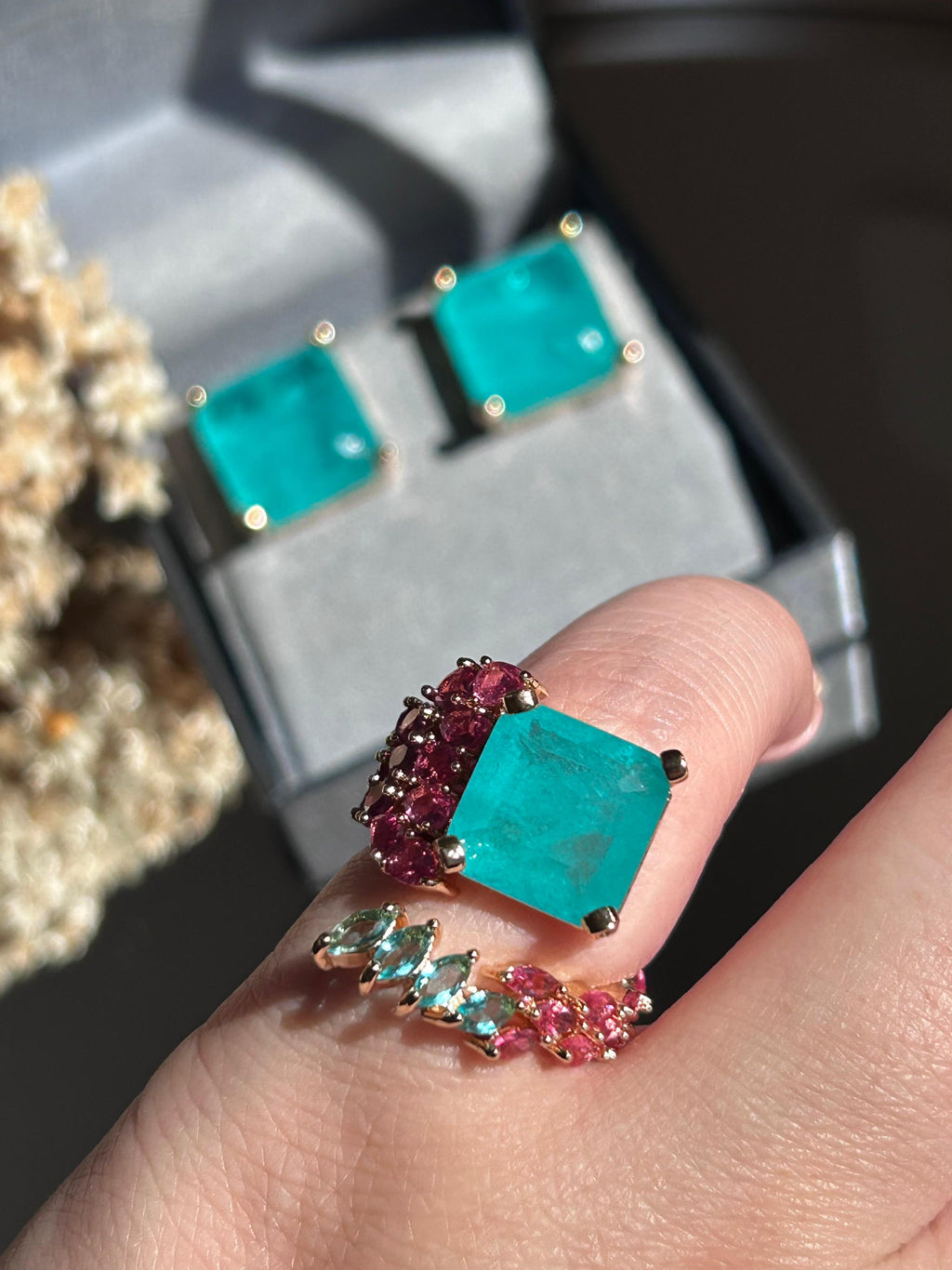 Conjunto Brinco e Anel Karen Turmalina