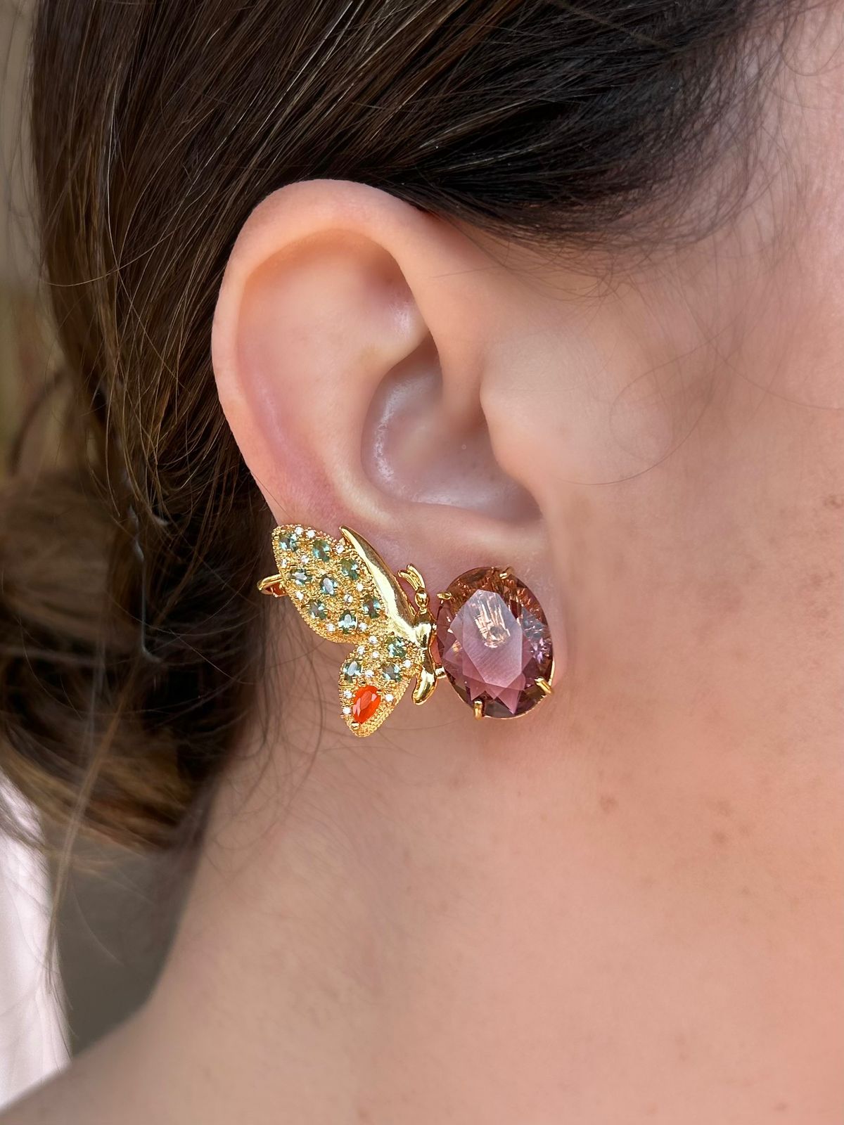 Brinco Earcuff Borboleta Ametista