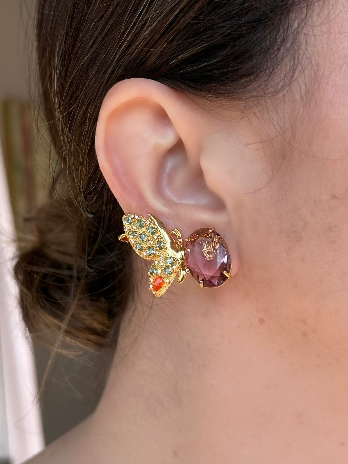 Brinco Earcuff Borboleta Ametista