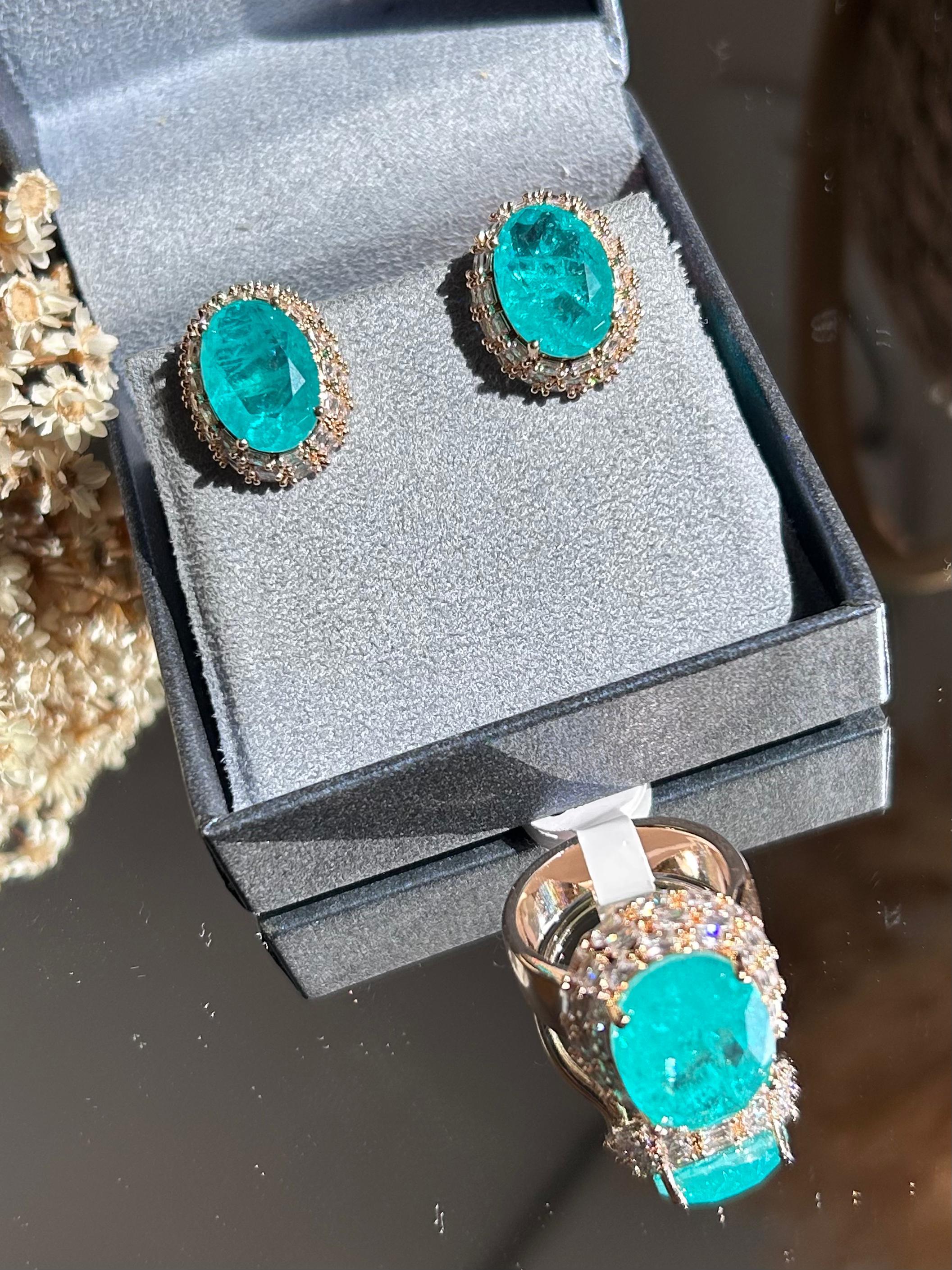Conjunto Brinco e Anel Oval Turmalina
