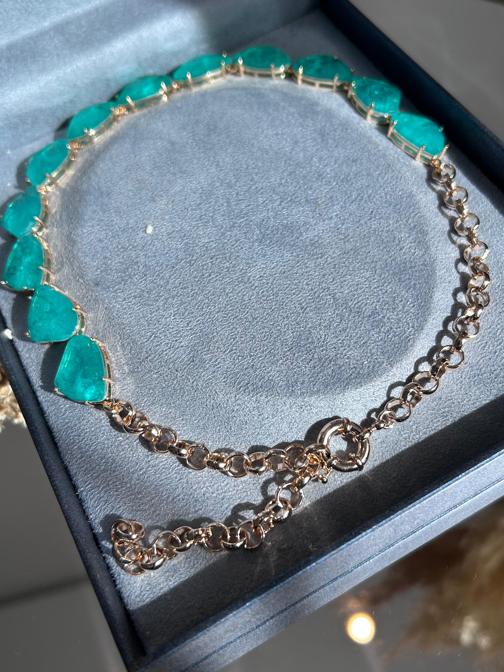 Conjunto Brinco e Colar Organico Turmalina