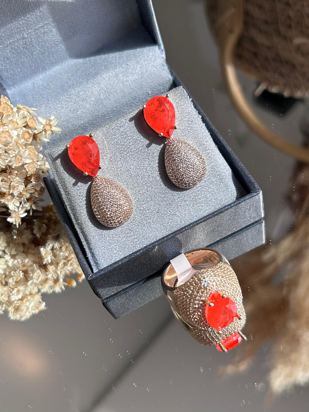 Conjunto Brinco e Anel Gota Tangerina