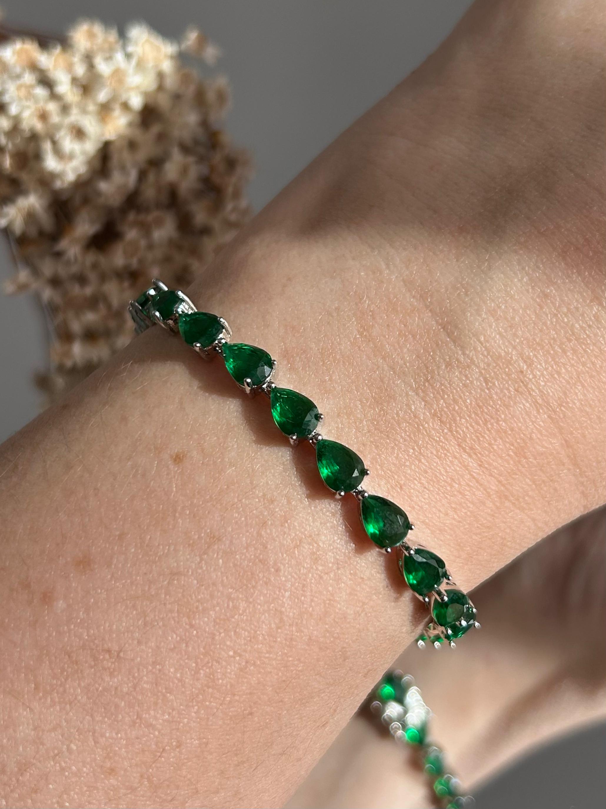 Pulseira Riviera Gotas Verde Esmeralda