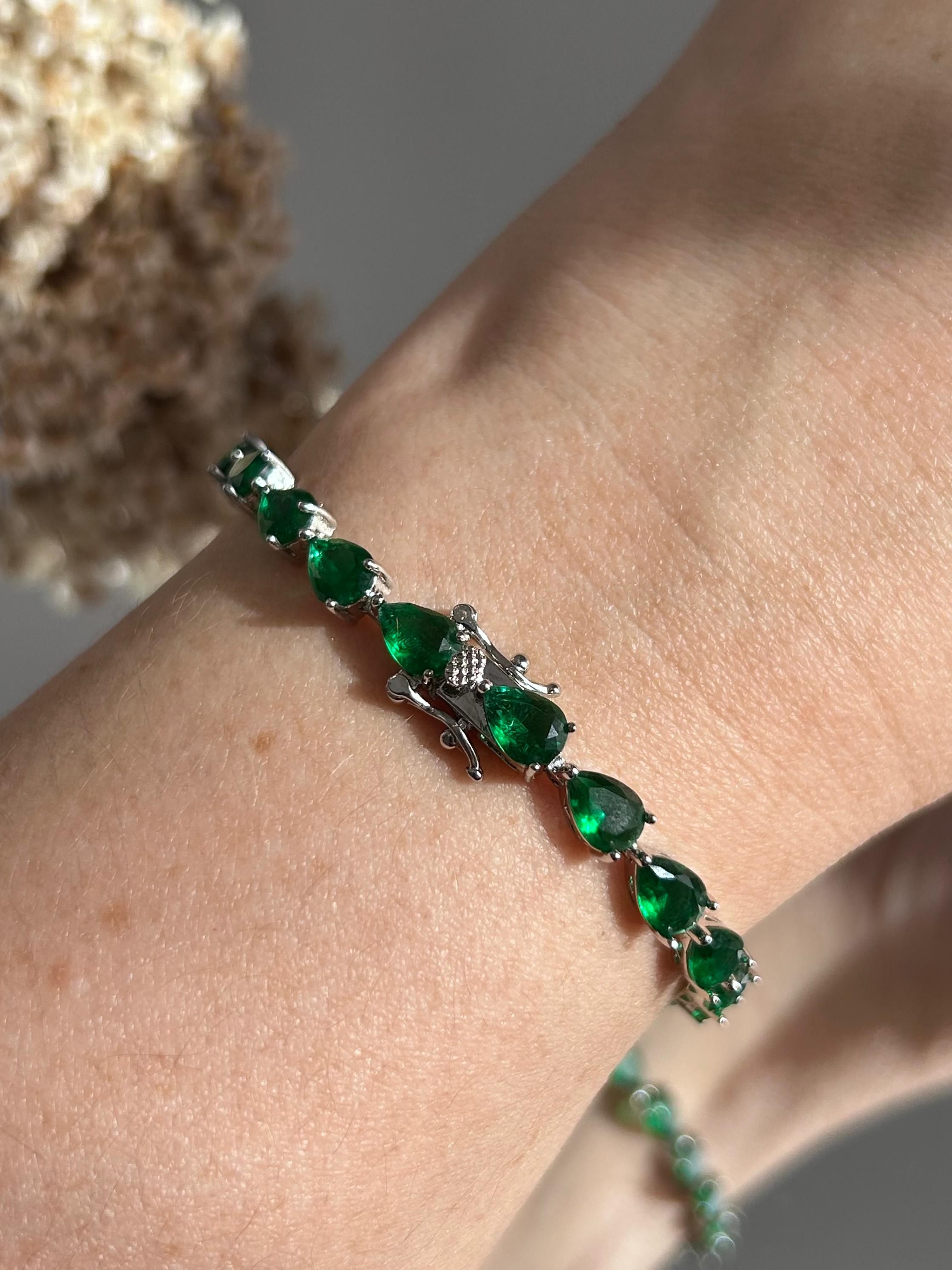 Pulseira Riviera Gotas Verde Esmeralda