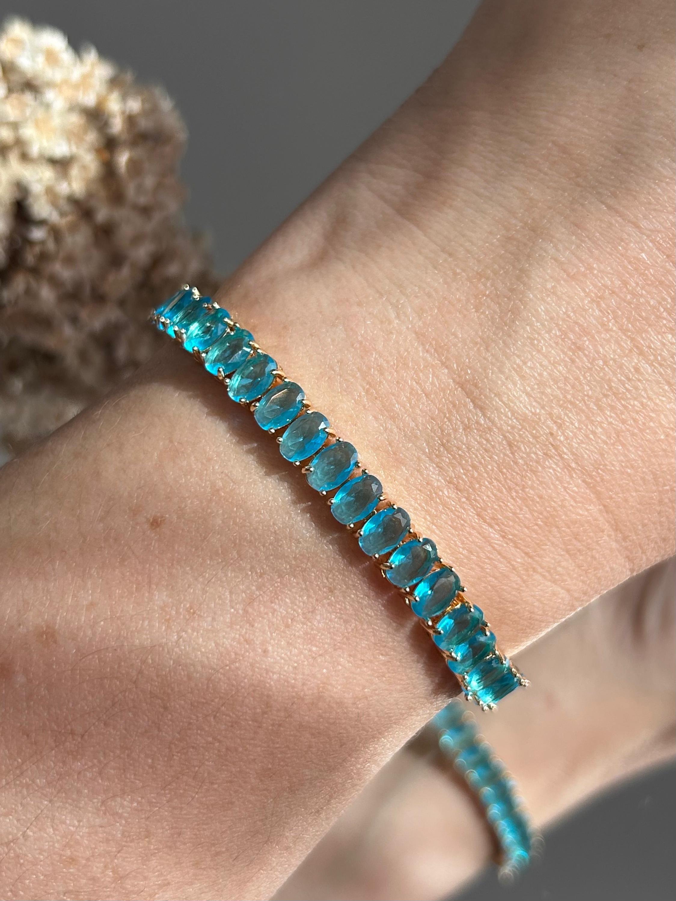 Pulseira Riviera Oval Azul Dourada