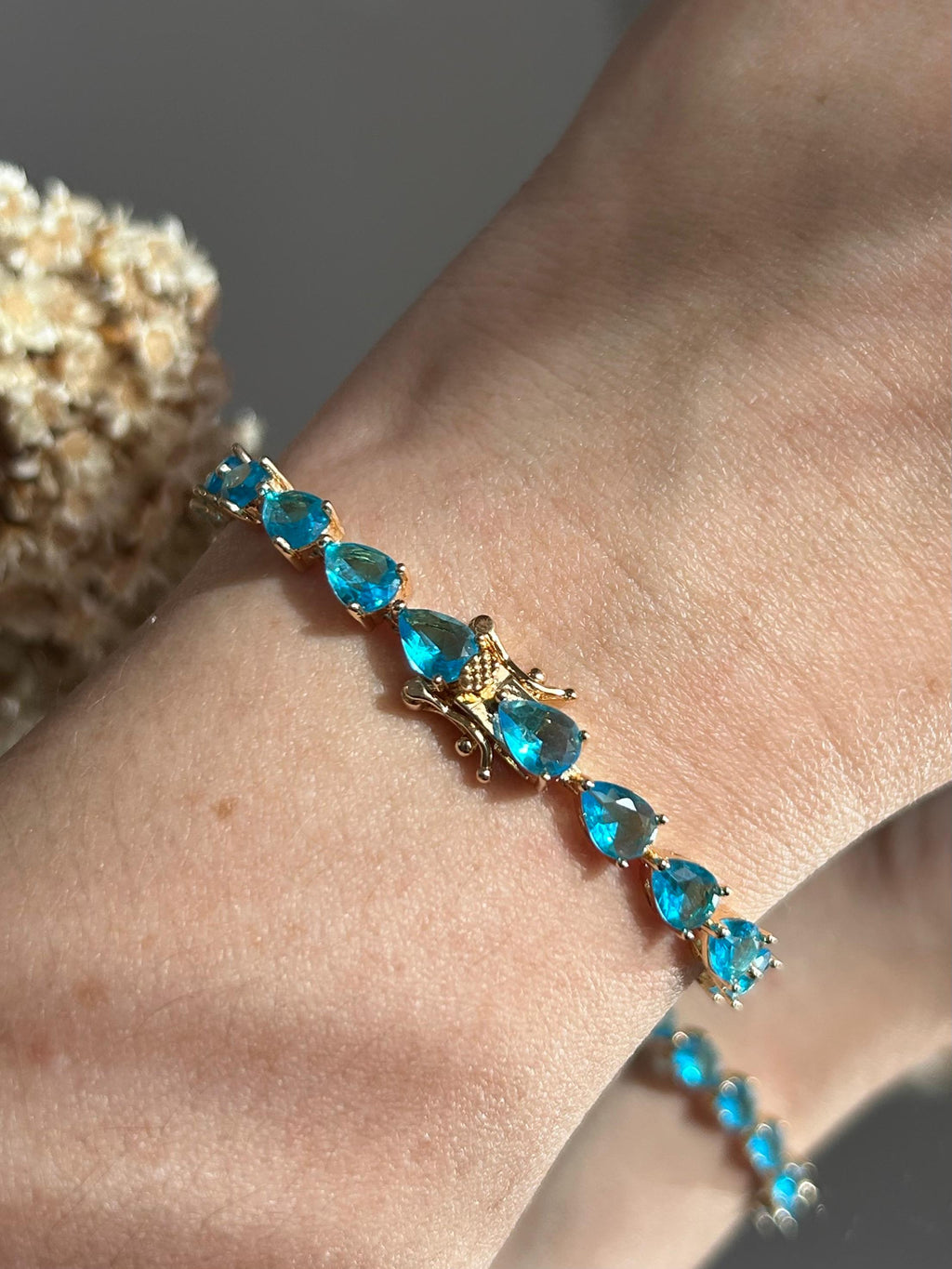 Pulseira Riviera Gotas Azul Dourado