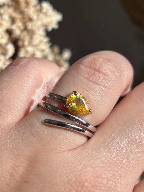 Anel 3 Voltas Gota Fancy Yellow/Amarelo