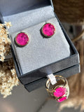 Conjunto Brinco e Anel Redondo Pink