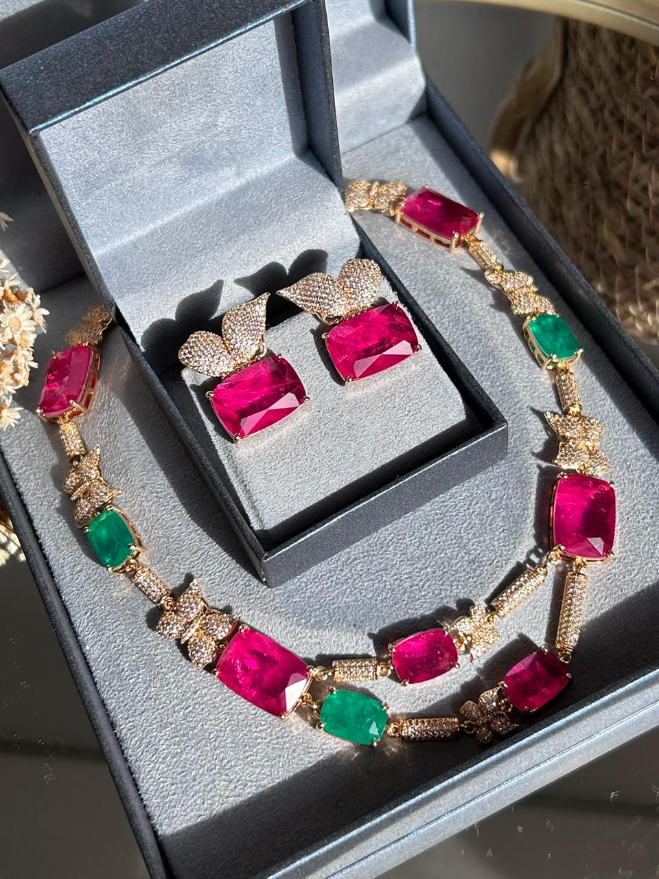 Conjunto Butterfly Pink e Turmalina