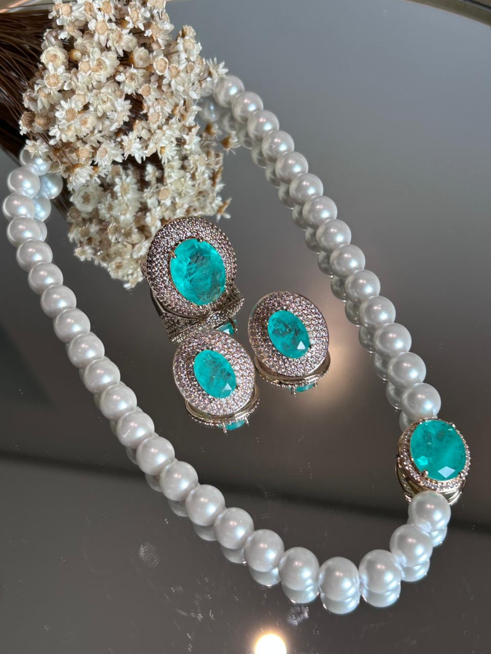 Conjunto Brinco e Anel Oval Turmalina