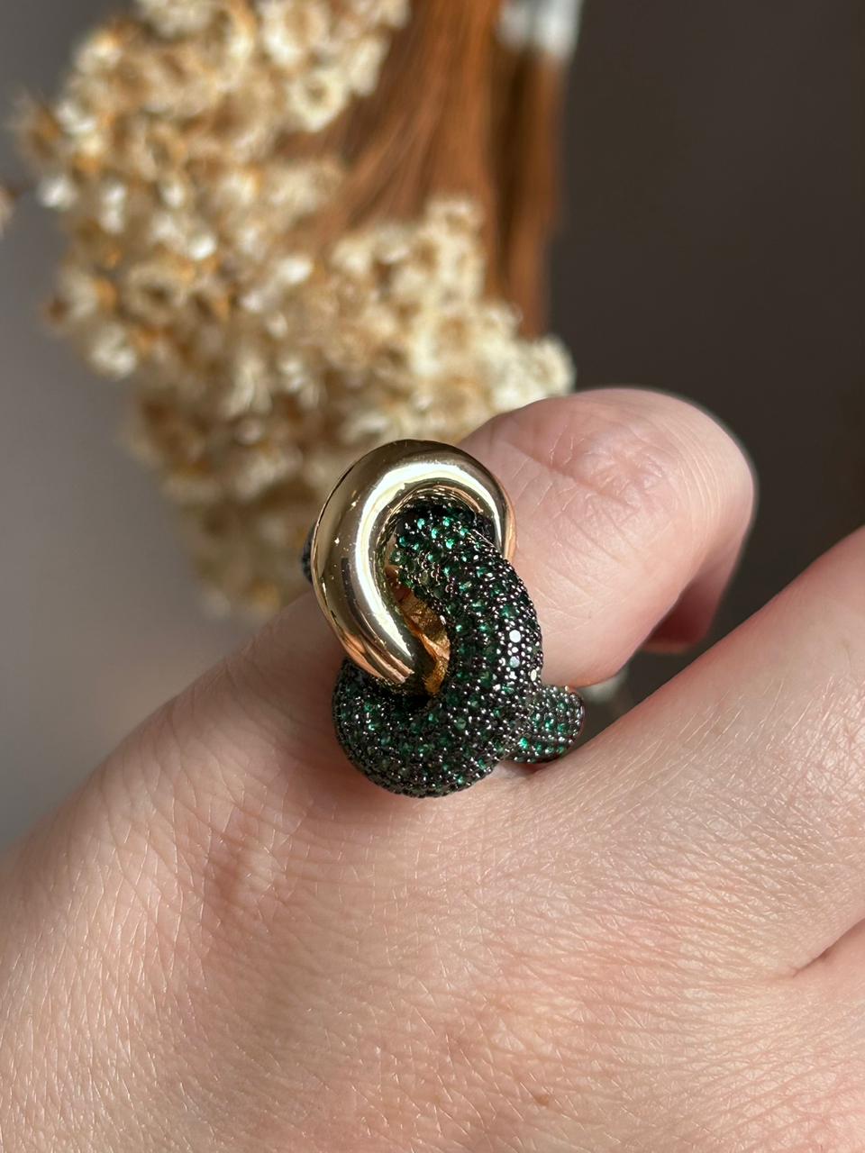 Anel Nó Verde Esmeralda