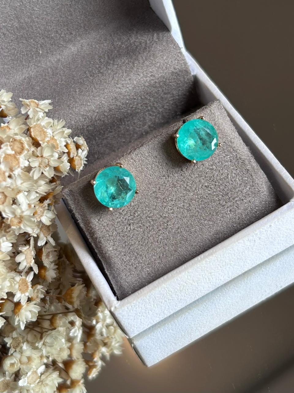 Brinco Solitário 10mm Turmalina